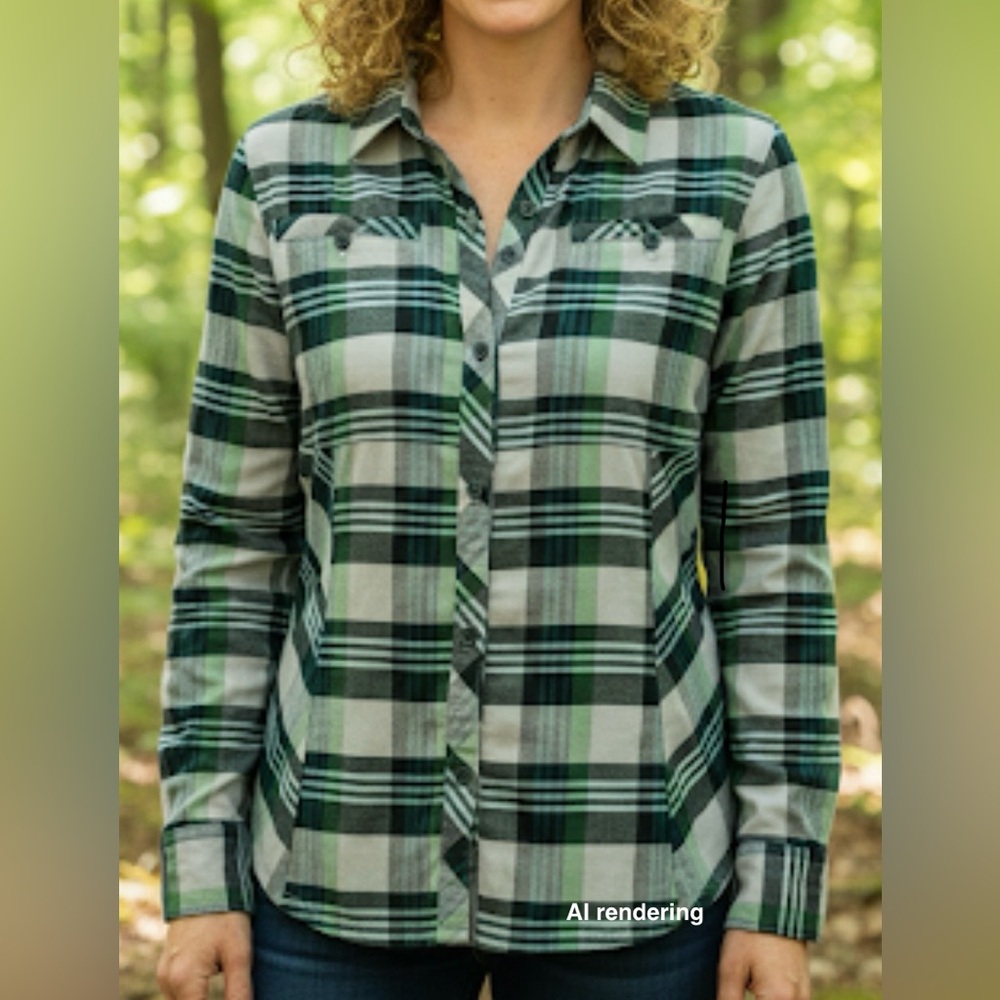 COLUMBIA || Green Plaid Slide Rock Button Front Shirt || Small